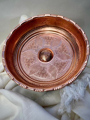 Handmade Copper Turkish Hamman Bowl - Made in Gaziantep